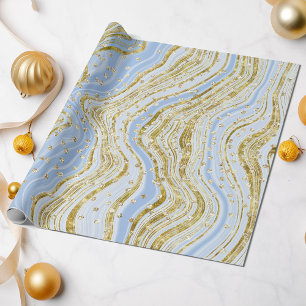 Papel De Presente Elegante Sequências Leves Azuis De Estilhaços Bril