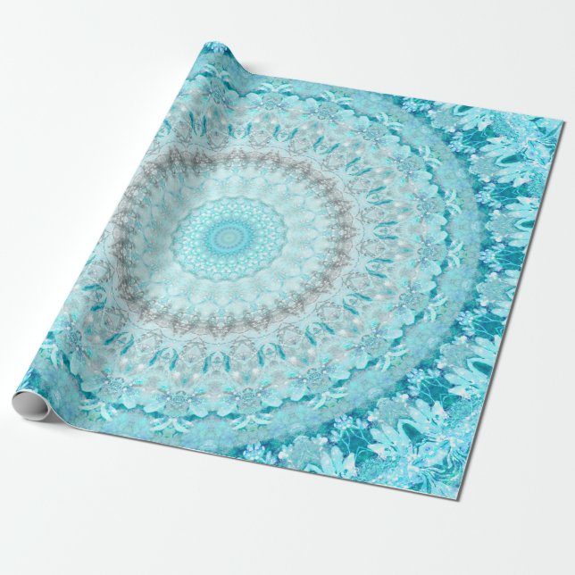 Papel De Presente Elegante Sky Blue Mandala  (Desenrolado)