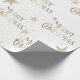 Papel De Presente Elegante Sparkle Dourado Stars Feliz Natal
