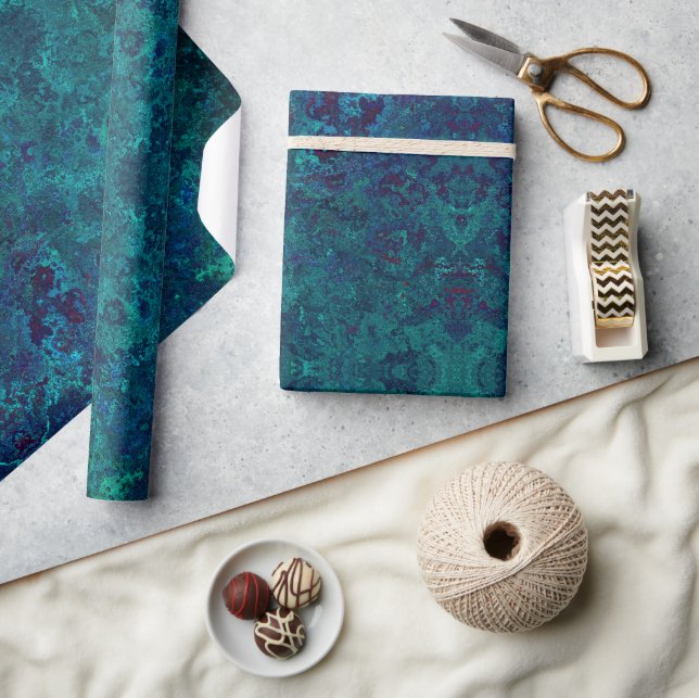 Papel De Presente Elegante Teal Turquoise Gemstone (Artesanato)