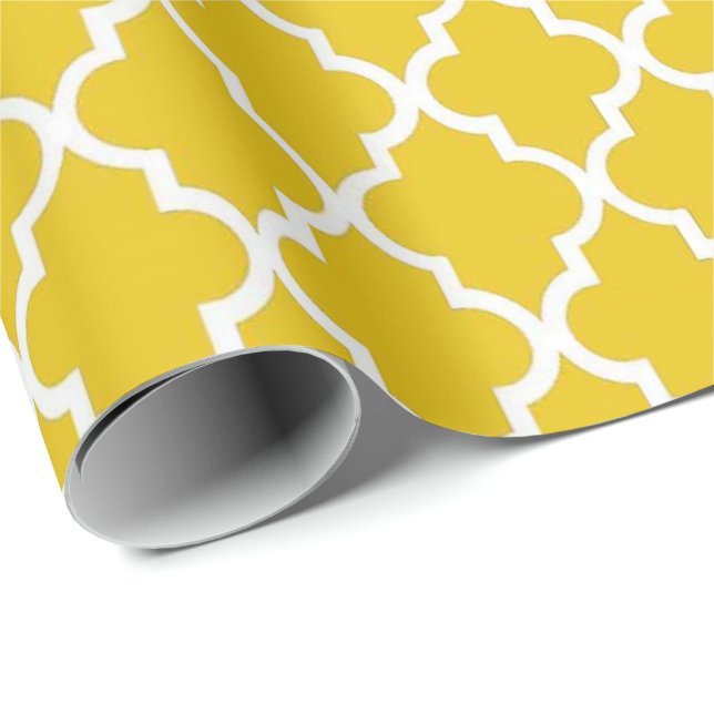 Papel De Presente Elegante, tenda, cor amarela brilhante e ensolarad (Ponta do rolo)