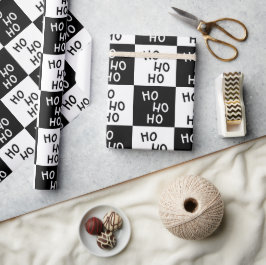 Papel De Presente Elegante Tipografia de Natal Preto e Branco Modern