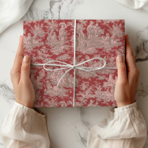 Elegante Toile de Jouy Vermelha Rosa Vintage