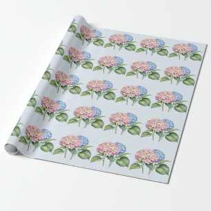 Papel De Presente Elegante Trendy Watercolor Hydrangea Floral