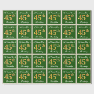 Papel De Presente Elegante, verde, aniversário do ouro do falso 45t