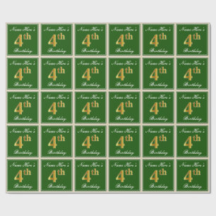 Papel De Presente Elegante, verde, aniversário do ouro do falso 4o 
