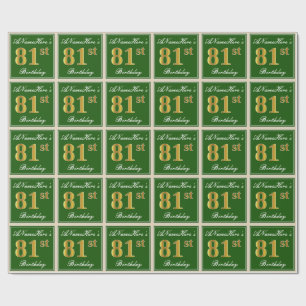 Papel De Presente Elegante, verde, aniversário do ouro do falso 81s