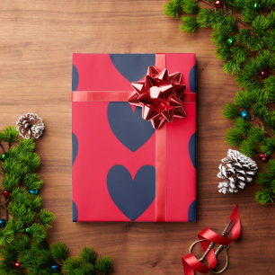 Papel De Presente elegante vermelho & azul corações dia dos namorado
