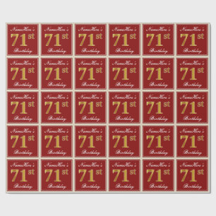 Papel De Presente Elegante, Vermelho, Falso Dourado Aniversário de 7