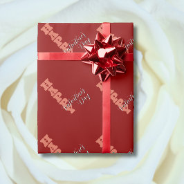 Papel De Presente Elegante Vermelho Terracota Veludo Feliz Dia dos N