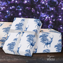 Elegante Vintage Blue Deer Country Toile