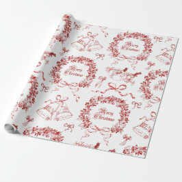 Papel De Presente Elegante Vintage Feliz Arcos de Natal Red Toile
