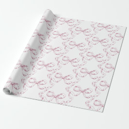 Papel De Presente Elegante Vintage Feminina Préppy Laços Toile Rosa