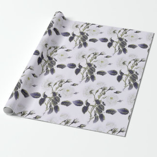 Papel De Presente Elegante Vintage Francês Gravado Floral Toile-Blue