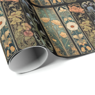 Papel De Presente Elegante vintage moody art nouveau moody botânico