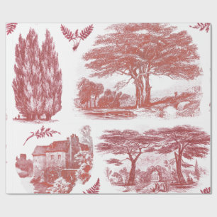 Papel De Presente Elegante Vintage Red English Country Pastoral Toil