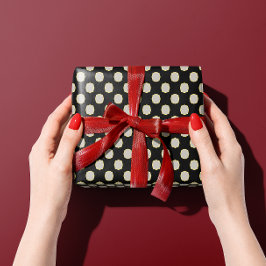 Papel De Presente Elegante Vintage Retro Preto E Branco Bolinhas