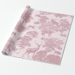 Papel De Presente Elegante Vintage Rosé Toile Deer Woodland Rosa Ros<br><div class="desc">Inspirado pelo padrão clássico de tecido do Tóile de jouy linen francês, com animais florestais, veados, raposa, árvores, maravilhoso padrão naturalista para o feriado ou qualquer outra ocasião. O tom de rosa é mais próximo do roxo e é perfeito para casamentos, decoração de Natal rosa e embrulho de presentes, aniversários...</div>