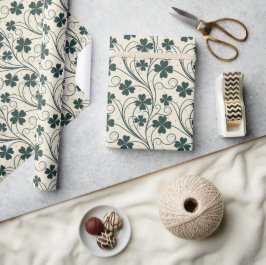 Papel De Presente Elegante Vintage Shamrock