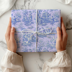 Papel De Presente Elegante vintage toile de jouy azul roxo