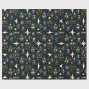Papel De Presente Elegante Whimsigoth Estrelas Celestiais Halloween