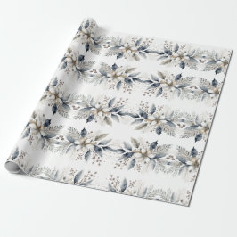 Papel De Presente Elegante Winter Watercolor Floral Christmas
