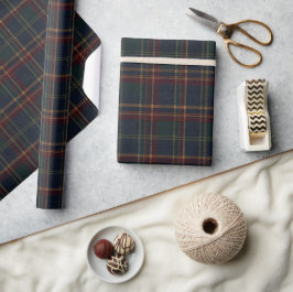 Papel De Presente Elegante Xadrez Escocês Clássico Azul Marinho