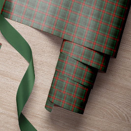Papel De Presente Elegante xadrez rústico natal vermelho verde cláss