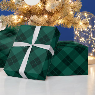Papel De Presente Elegante Xadrez Verde de Férias