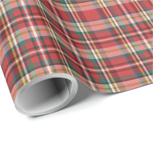 Papel De Presente Elegante Xadrez Vermelho Natal Férias Correspondên