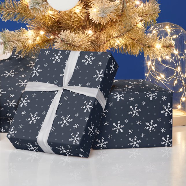 Papel De Presente Elegantes Estrelas Prateadas em Veludo Preto (Feriados)