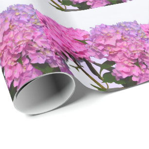Papel De Presente Elegantes flores cor-de-rosa hydraeas