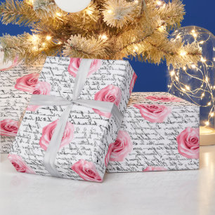 Papel De Presente Elegantes Rosas Cor-de-Rosa em Estilo Shabby Chic 