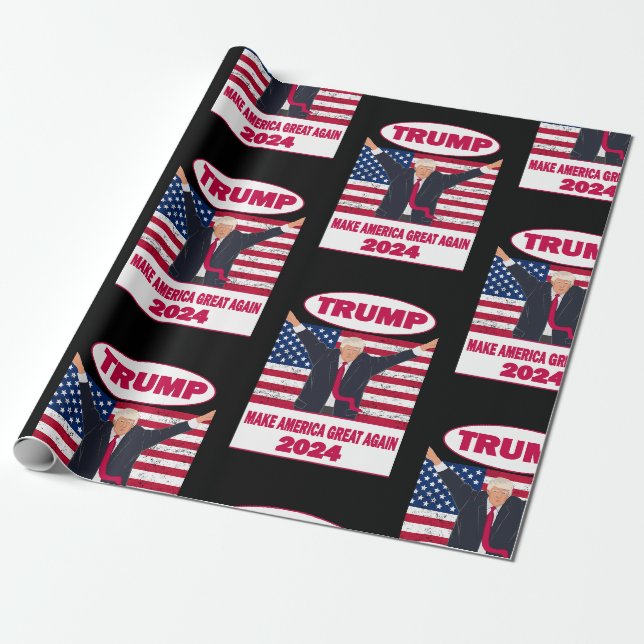Papel De Presente Eleição da bandeira americana em 2024 (Desenrolado)