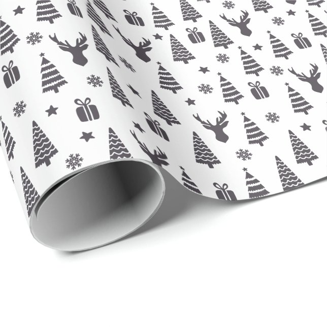 Papel De Presente Elementos de Natal Elegantes Modernos Presente (Ponta do rolo)