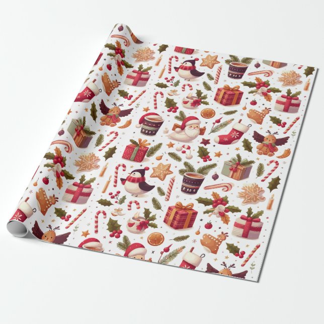 Papel De Presente Elementos de Natal | Presentes de Natal (Desenrolado)