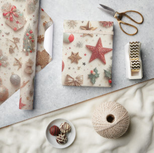 Papel De Presente Elementos Dourados elegantes de Natal