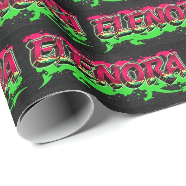 Papel De Presente Elenora Vorname Name Graffiti red green (Ponta do rolo)