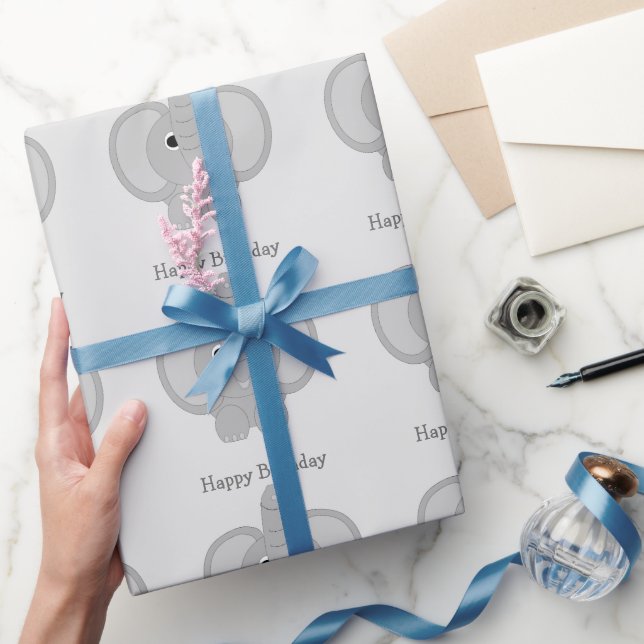 Papel De Presente Elephant Birthday (Presentear)