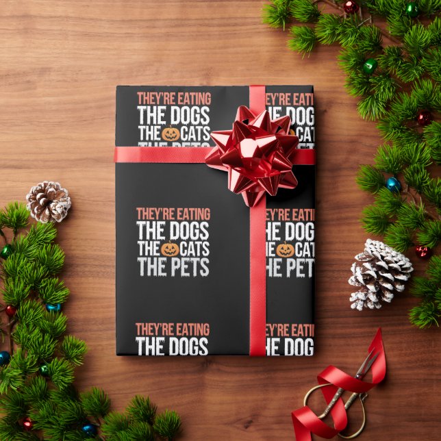 Papel De Presente Eles Estão Comendo Os Cães Os Gatos Os Animais de  (Presente de Natal)