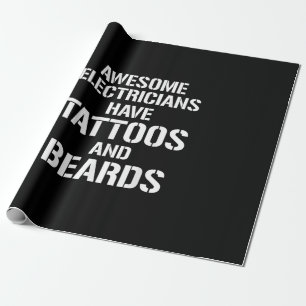 Papel De Presente Elétricos Incríveis De Mens Têm Tatuagens E Barbas