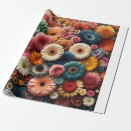 Papel De Presente Eleve Seu Espaço Colorido Gerbera Daisy Floral