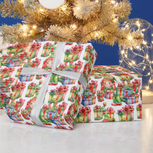 Papel De Presente Elfo de Natal festivo