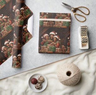 Papel De Presente Elfs Afro-Americano