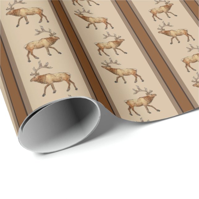 Papel De Presente Elk Stripe  (Ponta do rolo)