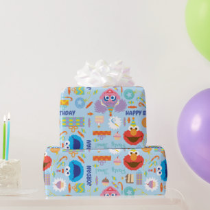 Papel De Presente Elmo e Abby Birthday