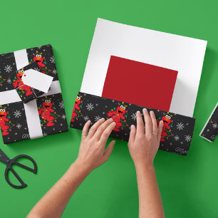 Papel De Presente Elmo Personalizado Feliz Natal Quadro Negro