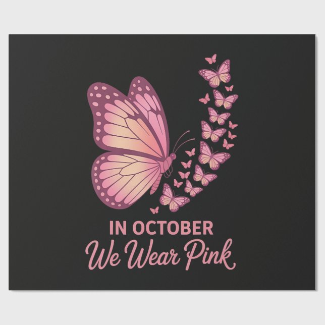 Papel De Presente Em Outubro Borboleta Rosa Peito (Aberto)