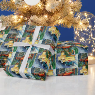 Papel De Presente Embalagem da festa da cidade dos natais vintages r