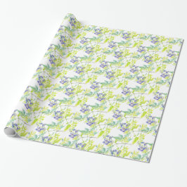 Papel De Presente Embalagem de cor da água roxa floral botânica